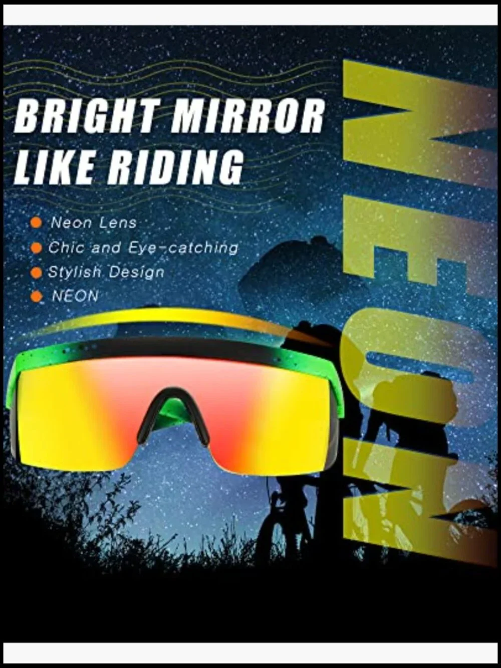 3 Pair Neon Retro Mirrored Sunglasses Semi Rimless PC Material Sport